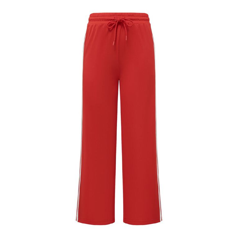H&H Women's Sporty Stripe Wide Leg Pants, Red Mid, hi-res