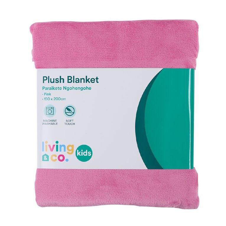Living & Co Kids Plush Blanket Pink Single, , hi-res