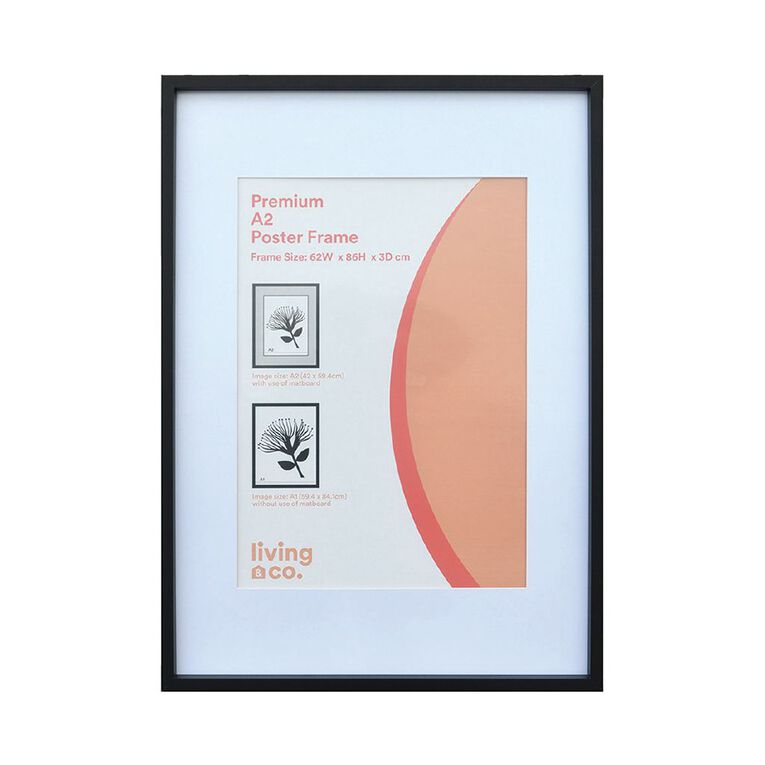 Living & Co Premium Poster Frame Black A1, Black, hi-res