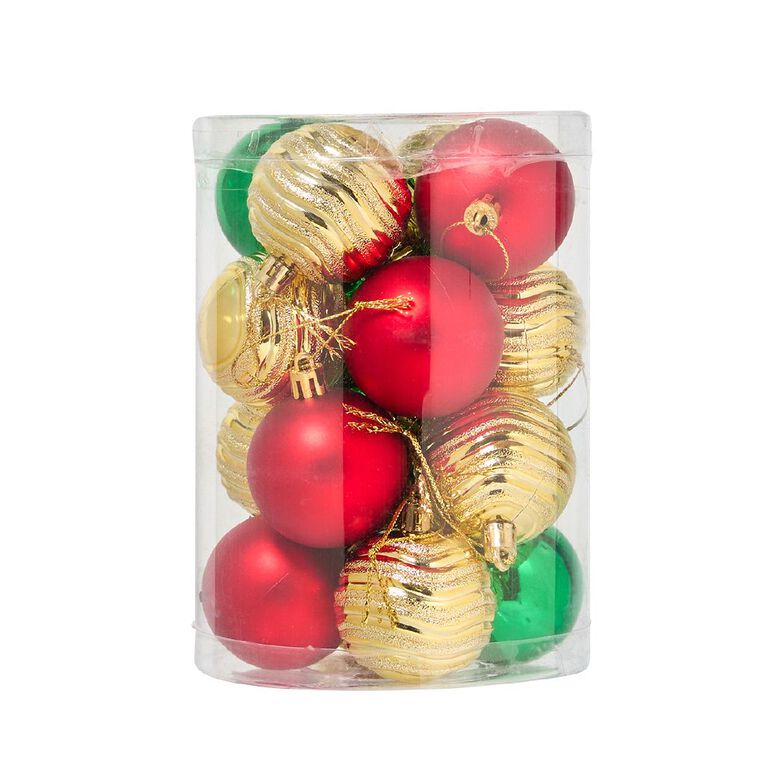 Wonderland Christmas Baubles 5cm 16 Pack Green/Red 16 Pack, , hi-res