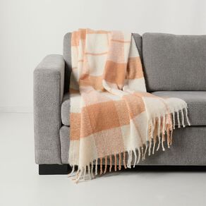 Living & Co Woven Check Throw with Tassels 127cm x 152cm