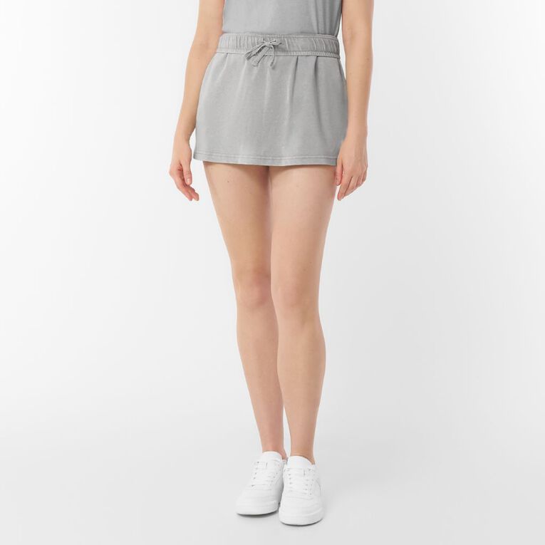 H&H Women's Acid Wash French Terry Mini Skirt, Grey, hi-res