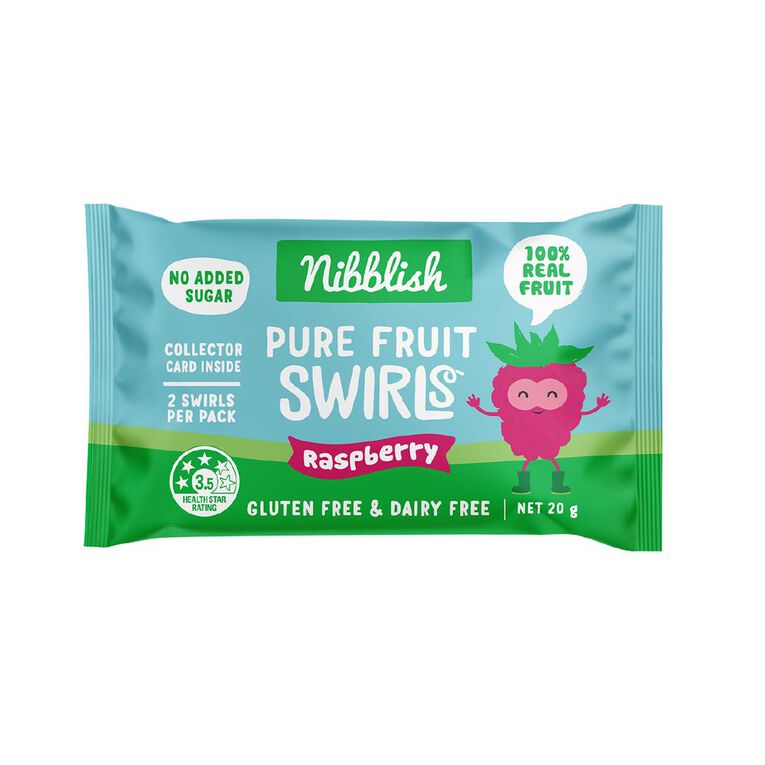 Nibblish Raspberry Pure Fruit Swirls 20g, , hi-res