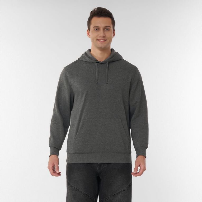 H&H Men's Plain Hoodie Sweatshirt, Charcoal/Marle, hi-res