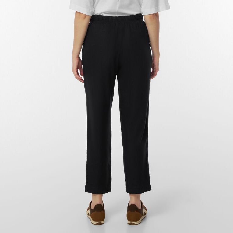 H&H Women's Linen Blend Tapered Pants, Black, hi-res
