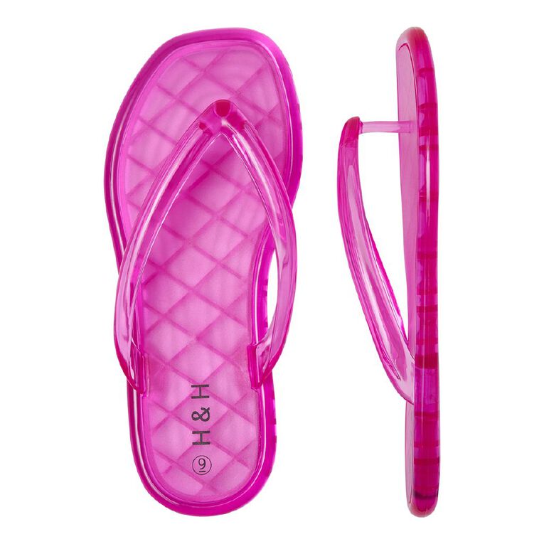 H&H Women's Coloured Jelly Beach Thongs, Magenta, hi-res
