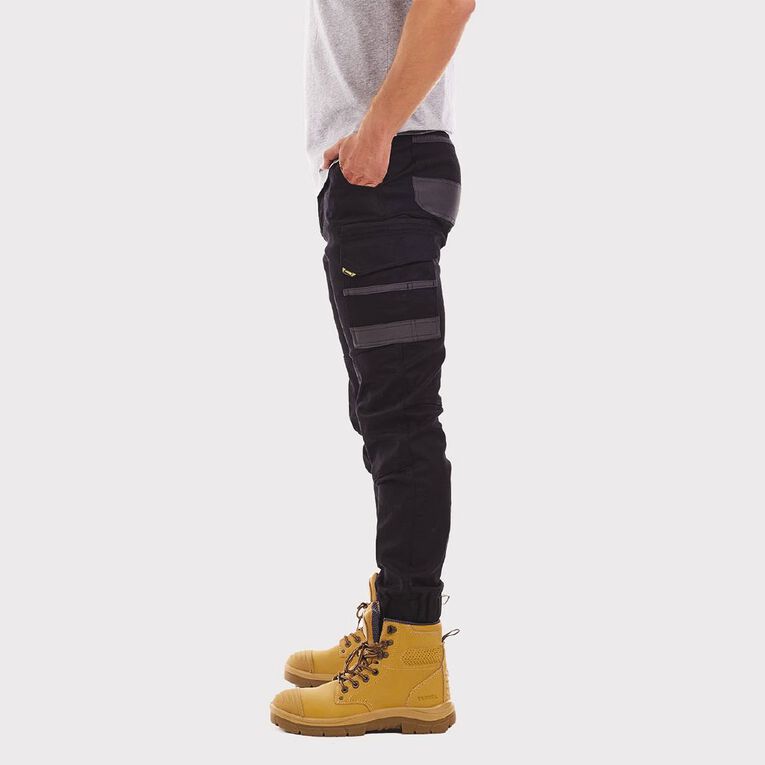 Tradie Cuffed Skinny Cargo Pants, Black, hi-res