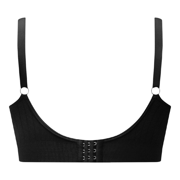 H&H Women's Juno Wide Rib Seamfree Bra, Black, hi-res