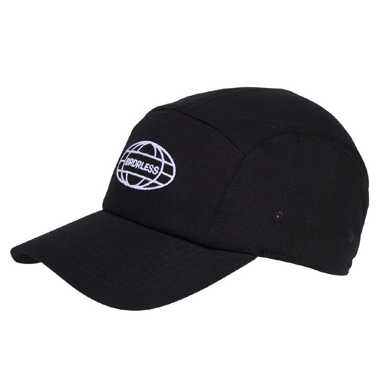 H&H Men's 5 Panel Cap, Black, hi-res