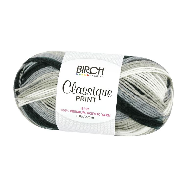 Birch Classique Yarn Prints 100% Premium Acrylic 100G 8Ply Shadow, , hi-res
