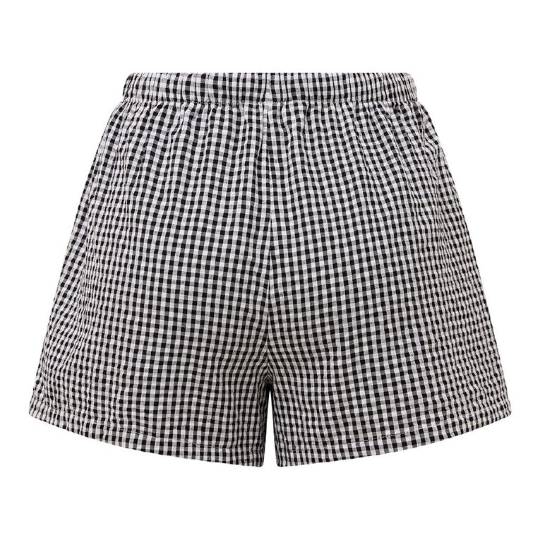 H&H Women's Seersucker Everyday Shorts, Black, hi-res