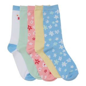 H&H Girls' Jacquard Crew Socks 5 Pack