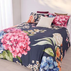 Living & Co Duvet Cover Set Washed Cotton Rosewood Multi-Coloured Double