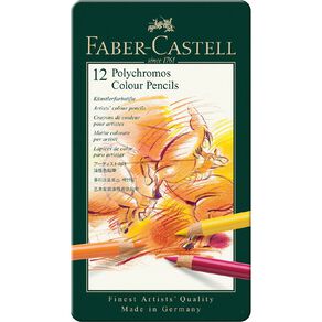 Faber-Castell Polychromos Colour Pencils Tin of 12 Assorted