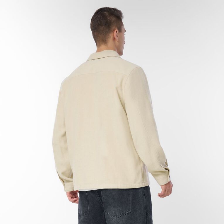 H&H Men's Heavy Flannel Shacket, Cream, hi-res