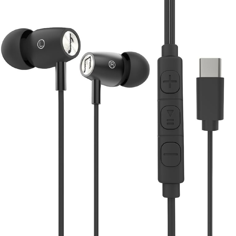 Veon In Ear USB-C Earphones with Microphone VNA06BLK Black, , hi-res