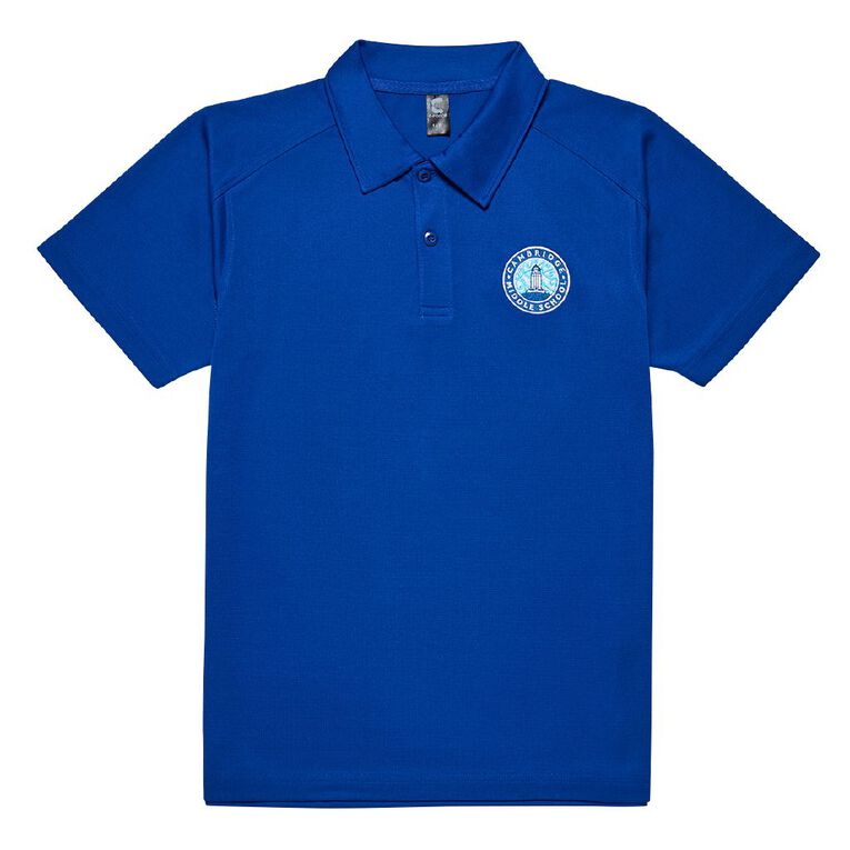 Schooltex Cambridge Middle School New Short Sleeve Polo with Embroidery, Royal, hi-res