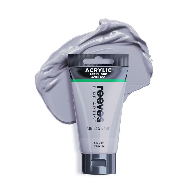 Reeves Acrylic Paint 810 Silver 75ml, , hi-res