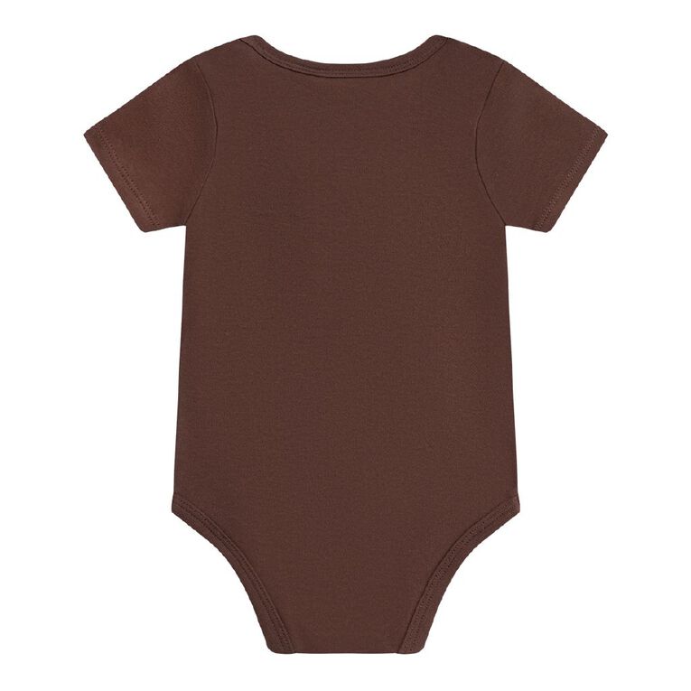 Young Original Babies' Short Sleeve Printed Single Bodysuit, Brown Dark, hi-res