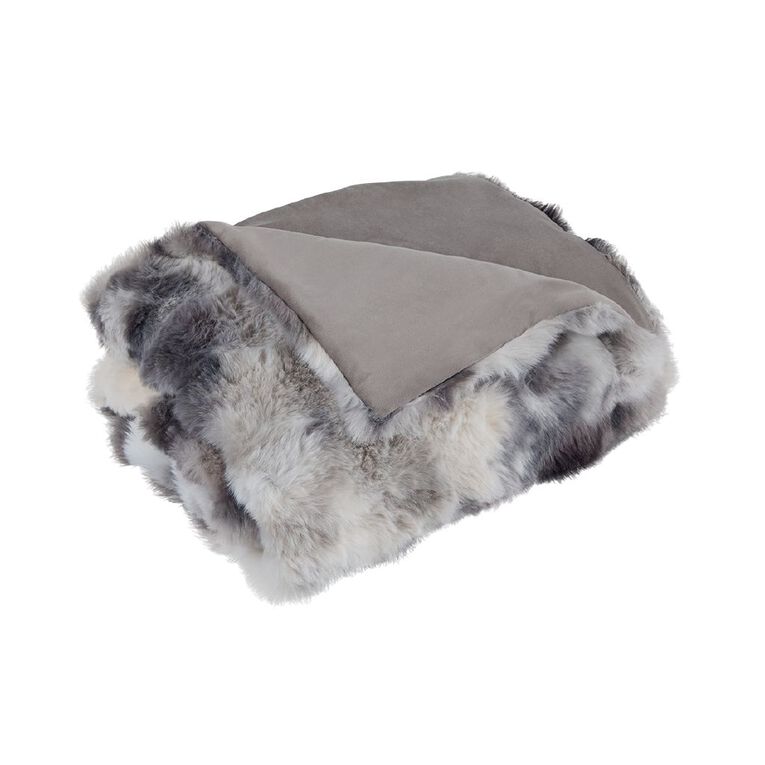 Living & Co Throw Bubble Faux Fur Grey 127cm x 152cm, , hi-res