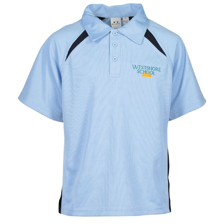 Schooltex Westshore Short Sleeve Polo with Embroidery, Blue/Navy, hi-res