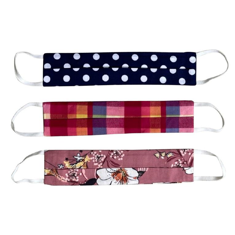 Anna Stretton Kids' Dual Layer Fabric Face Mask 3 Pack, , hi-res