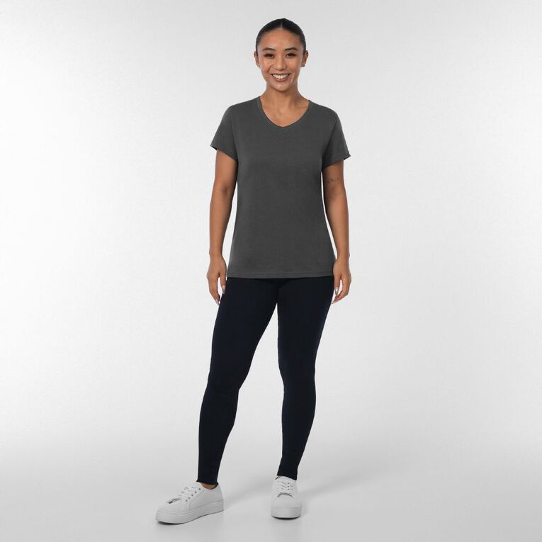 H&H Women's Essential Short Sleeve V Neck Tee, Grey Dark, hi-res