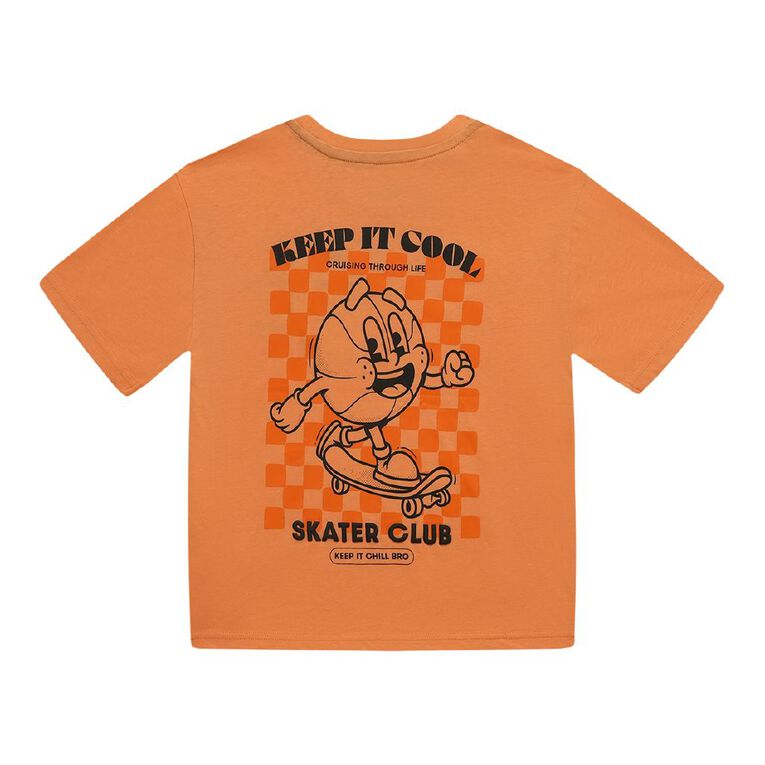 Young Original Short Sleeve Back Print Tee, Orange Mid, hi-res
