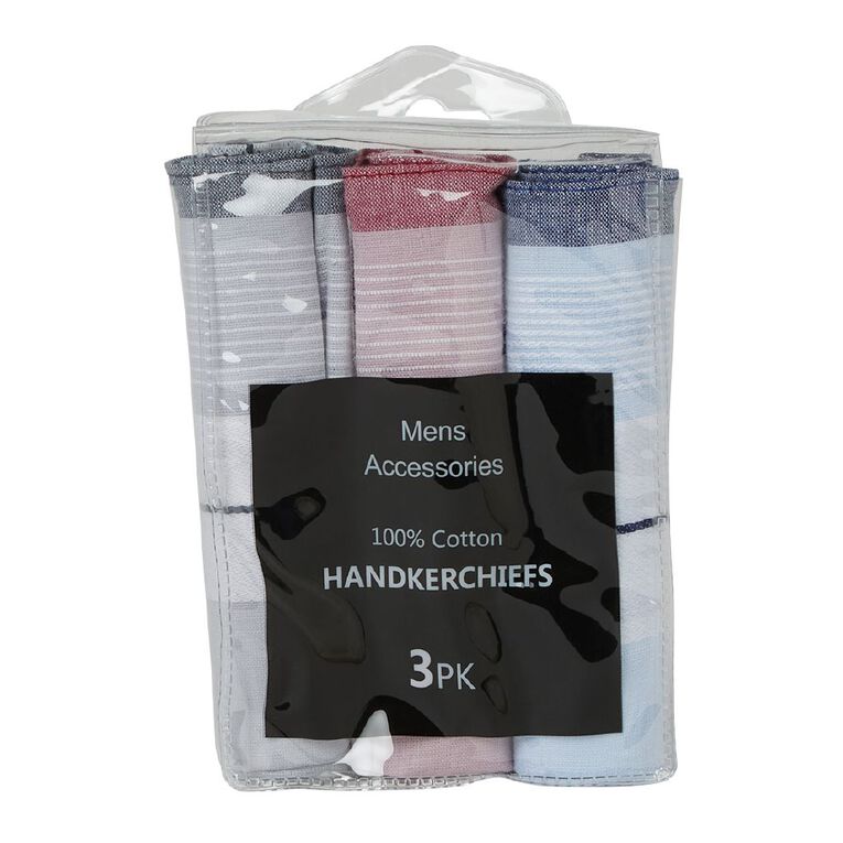 H&H Borders Handkerchief 3 Pack, Red Dark W25, hi-res