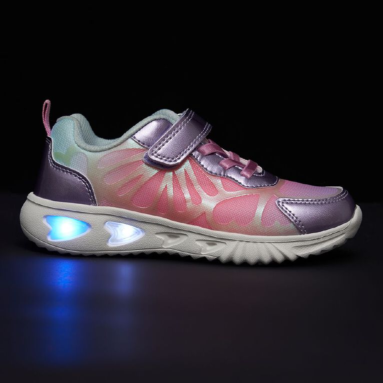 Young Original Senior Kids' Butterfly Light Up Sneakers, Purple Light, hi-res