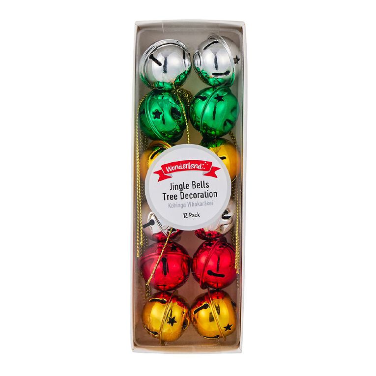 Wonderland Jingle Bells Christmas Tree Decoration Assorted 12 Pack, , hi-res