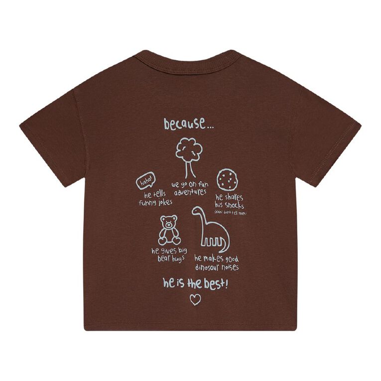 Young Original Toddler Short Sleeve Boxy Print Tee, Brown Dark, hi-res