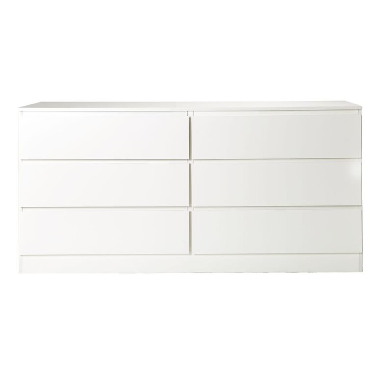Living & Co Tahoe Lowboy 6 Drawer White White, , hi-res
