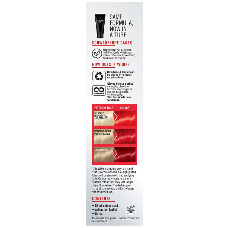 Schwarzkopf UBs LIVE Colour Pillar Box Red 75ml, , hi-res