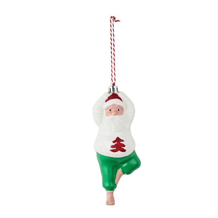 Wonderland Fun Festive Yoga Santa Christmas Tree Decoration, , hi-res