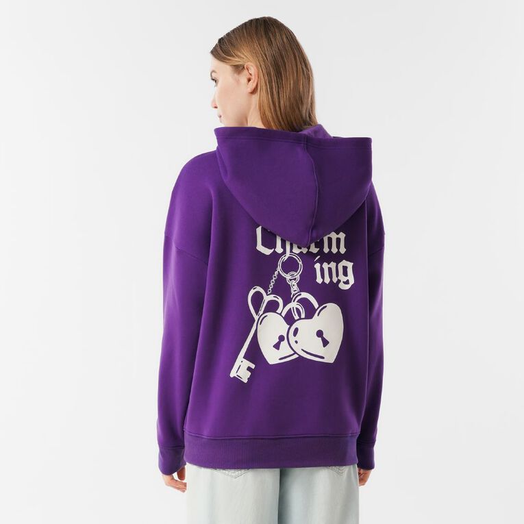 H&H Women's Fresh Fleece Long Sleeve Hoodie, Purple Mid, hi-res