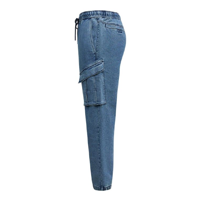 Garage Men's Denim Cargo Joggers, Denim Mid, hi-res