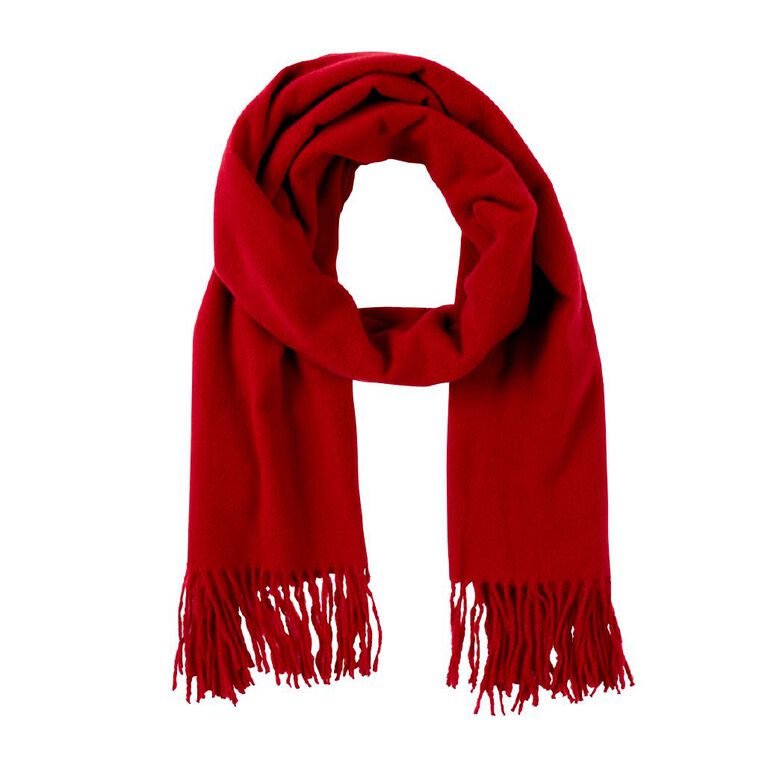 H&H Women's Fringe Scarf, Red Mid, hi-res