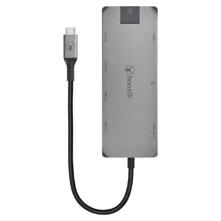 Bonelk Long Life USB C to 8 in 1 Multiport Hub Space Grey Grey, , hi-res