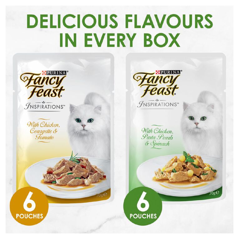 Fancy Feast Inspirations Chicken & Chicken Wet Cat Food 12 x 70g, , hi-res