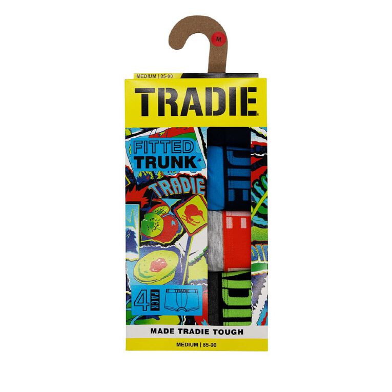 Tradie Men's Trunks Box Set 4 Pack, Blue/Grey, hi-res