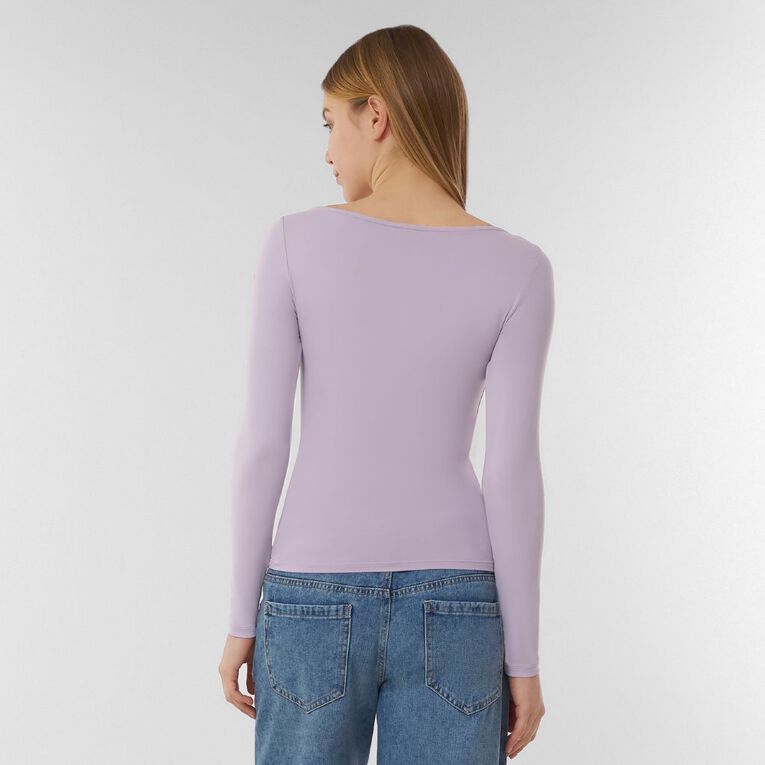 H&H Women's Contour Boat Neck Top, Purple Light, hi-res
