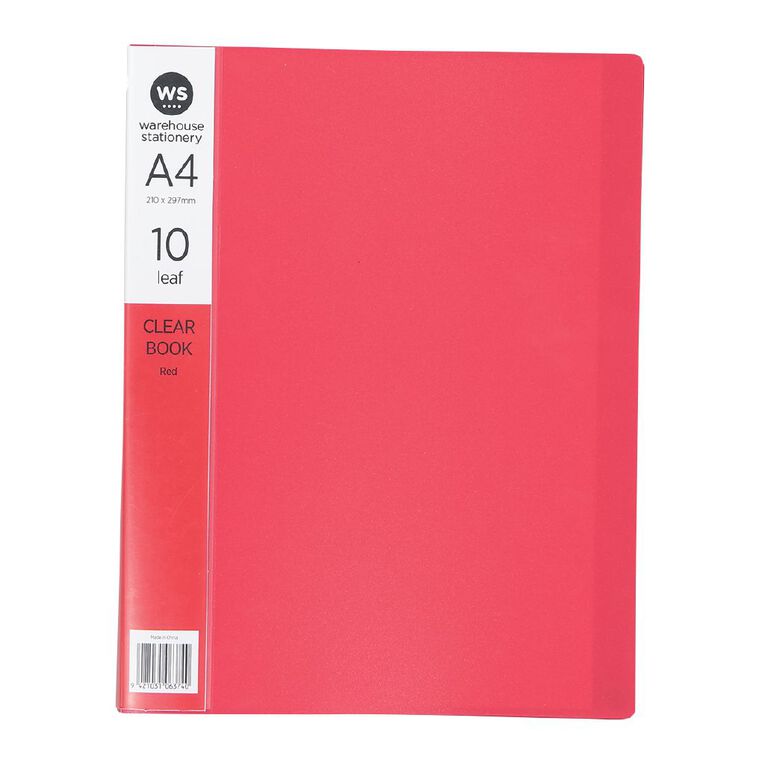 WS Clear Book 10 Leaf Red Red Mid A4, , hi-res