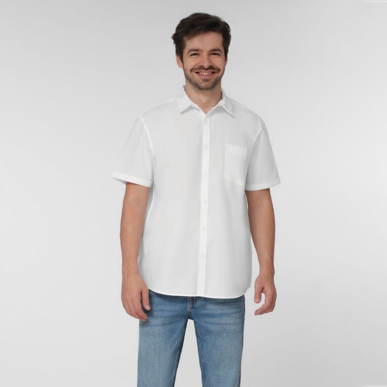 H&H Men's Short Sleeve Plain Dyed Shirt, White, hi-res