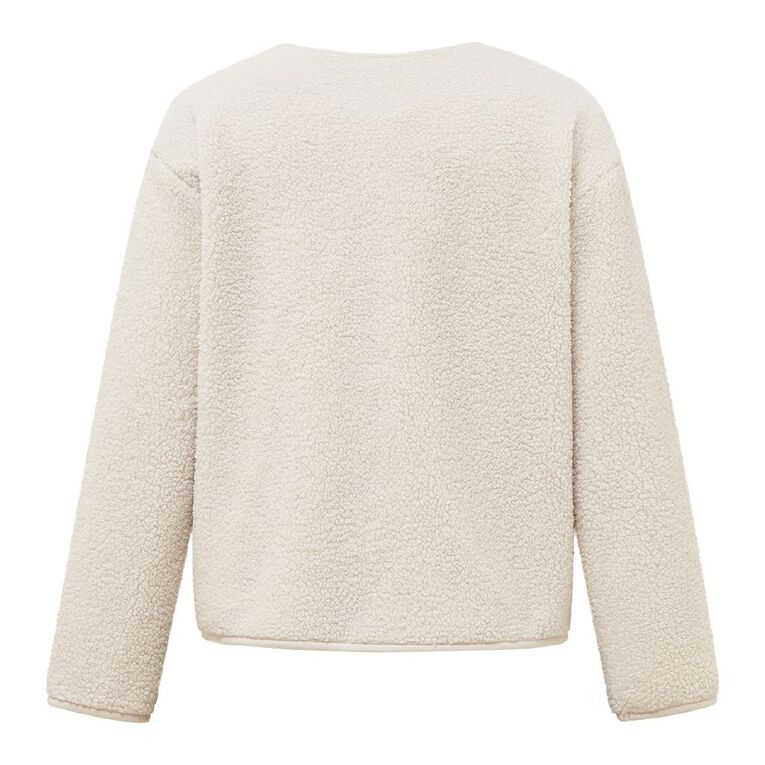 H&H Women's Teddy Sherpa Button Through Jacket, Cream, hi-res