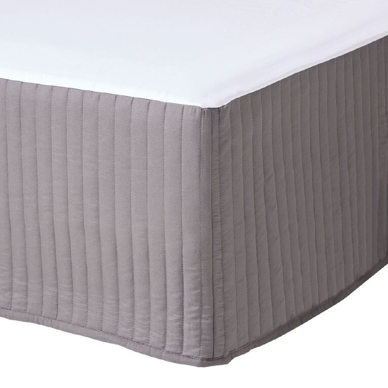 Living & Co Valance Quilted Bed Wrap Grey Queen, , hi-res