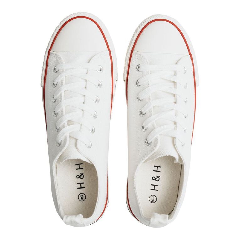 H&H Women's Jen Canvas Low Top Sneakers, White, hi-res