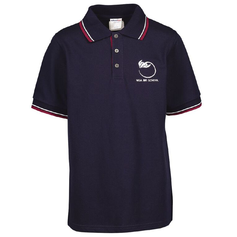 Schooltex Nga Iwi School Short Sleeve Polo with Embroidery, Navy, hi-res