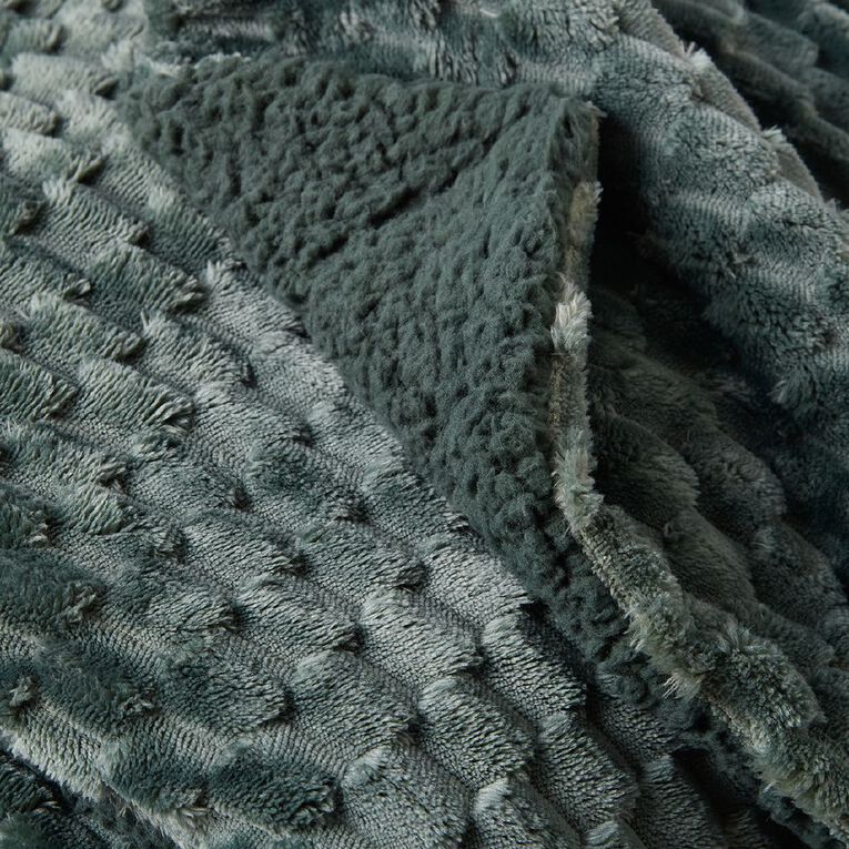 Living & Co Beehive Plush Sherpa Blanket Green Queen, , hi-res