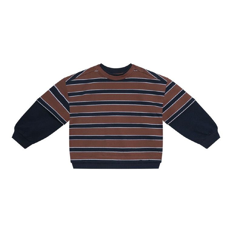 Young Original Toddler Boys' Long Sleeve Double Sleeve Tee, Brown Dark, hi-res